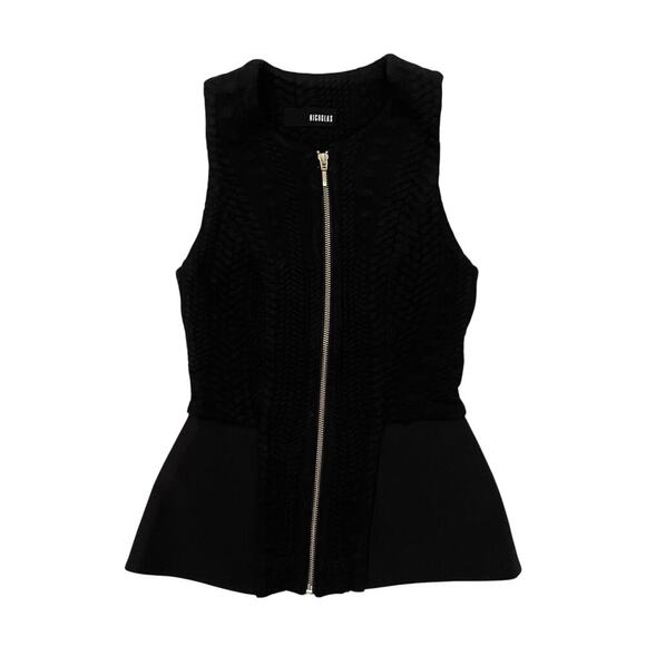 Nicholas Black Peplum Front Zip Sleeveless Sweater - Tank Top - Vest - Size 2 - Picture 1 of 6